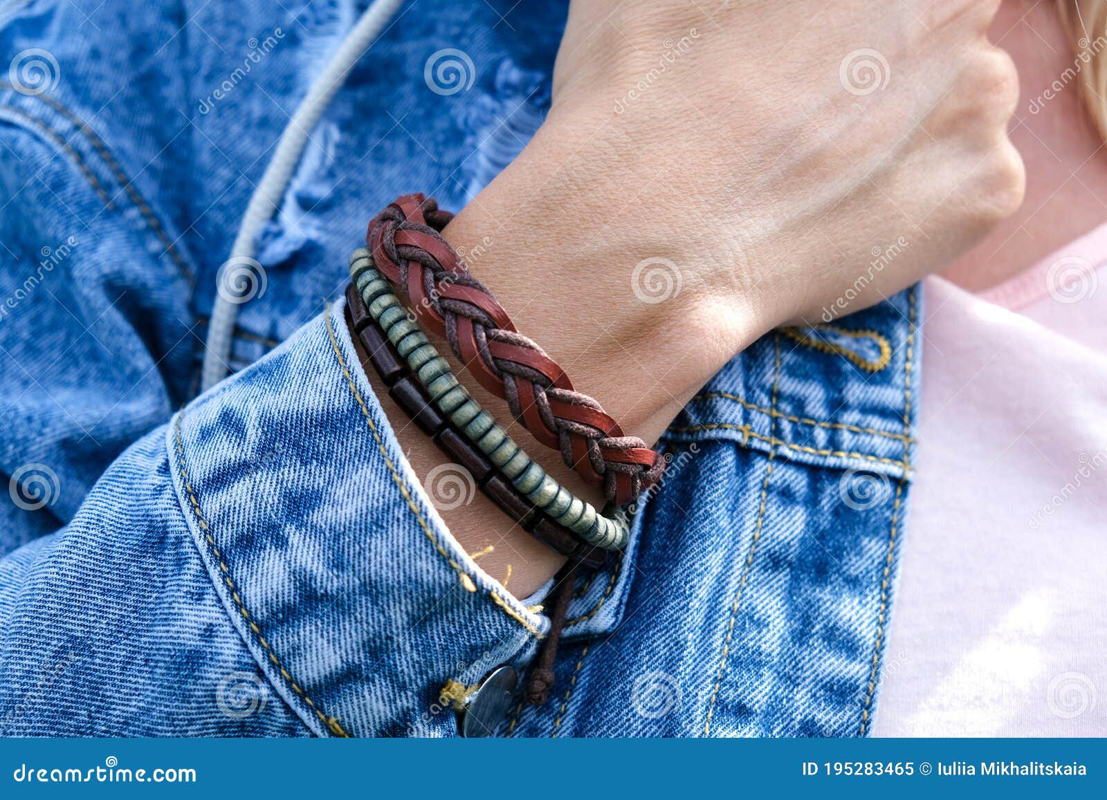 Peace Boho Denim Charm Bracelet Purple rose Bohemian Country western |  funkomavintage