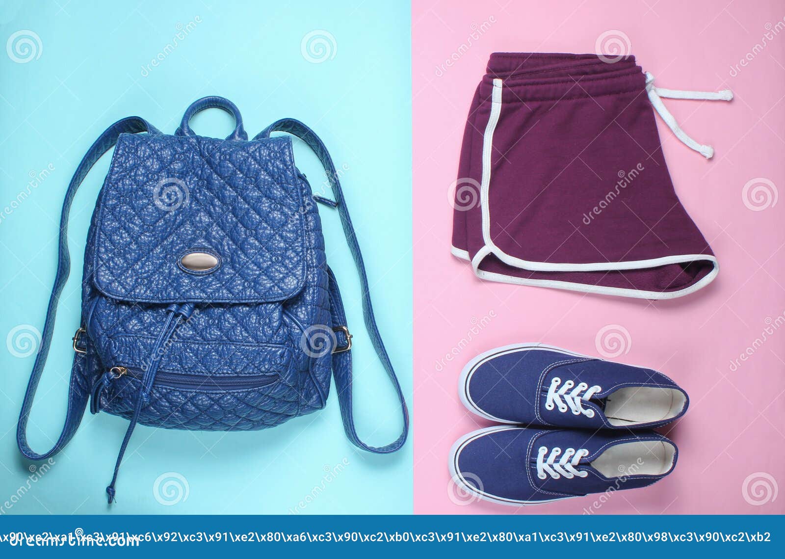 Leather Fashionable Backpack, Sneakers, Sport Shorts Stock Image ...