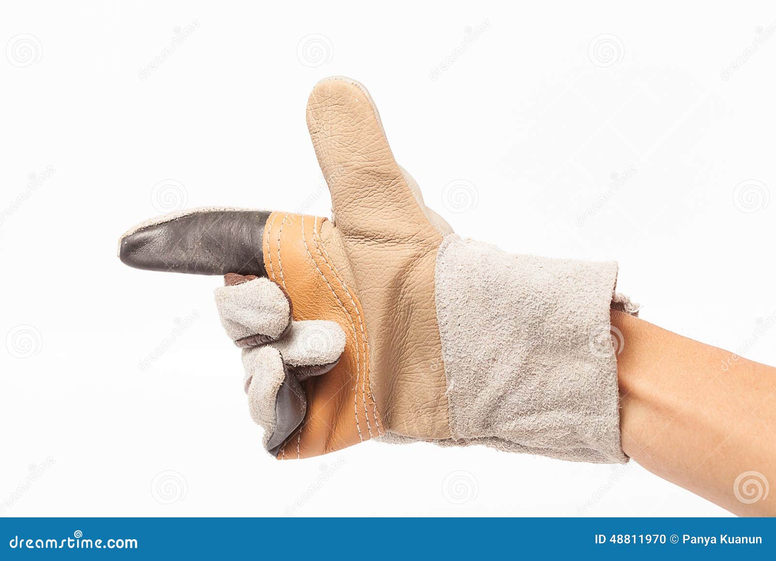 Leather Gloves for Safe Repair Technician. on White Background Stock