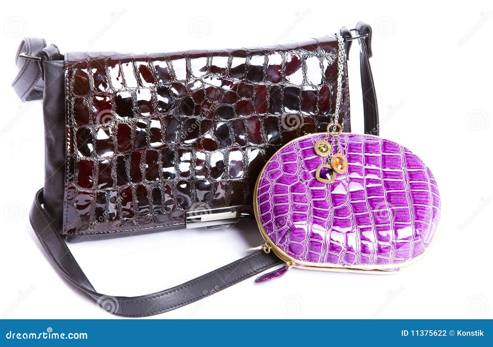 Leather Handbag , a Purse and Necklace Stock Photo Image of clothing