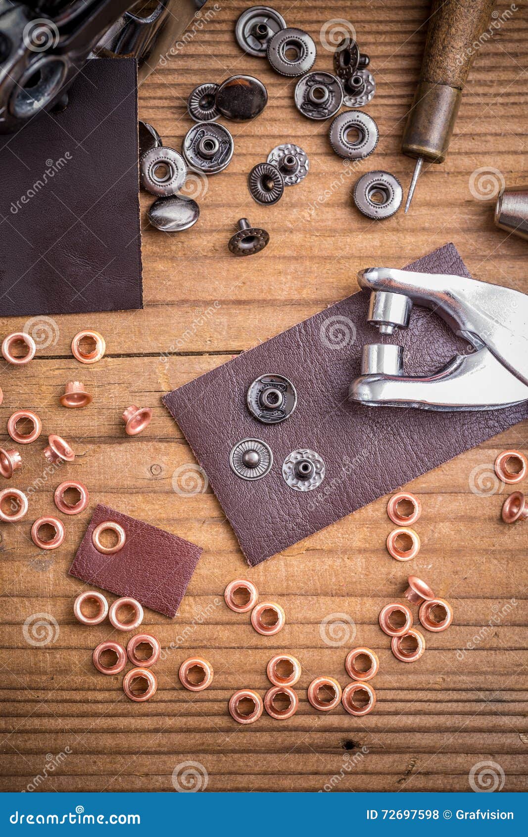 Leather hole punch stock photo. Image of rings, wooden 72697598