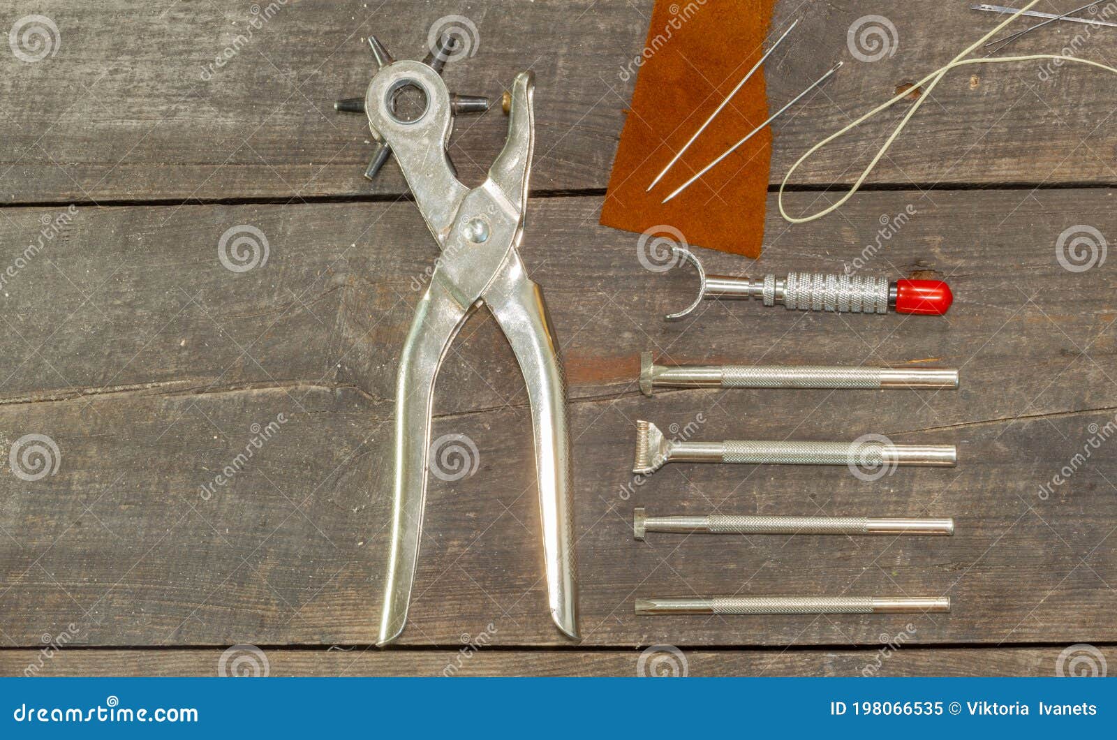 leather instruments kit. flat set. used leather tooling stamps for handmade leather workshop