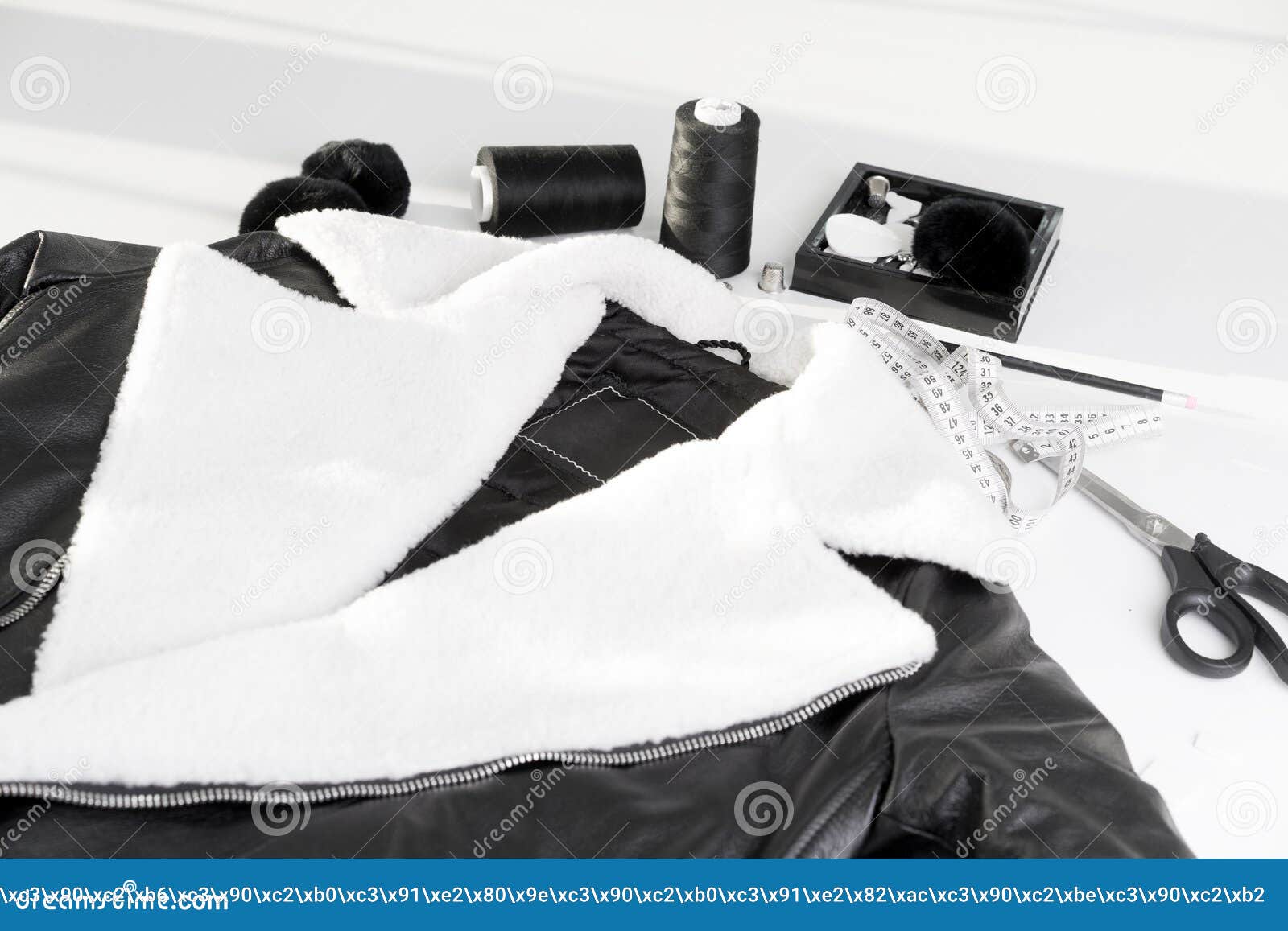 Leather Jacket with White Fur on the Collar Stock Photo Image of hypnotic, moving 81884954