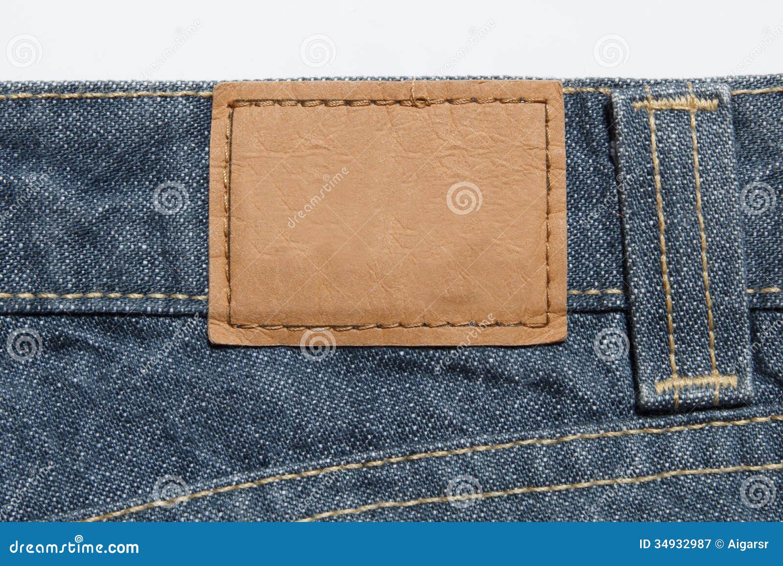 Leather label on jeans stock image. Image of texture - 34932987