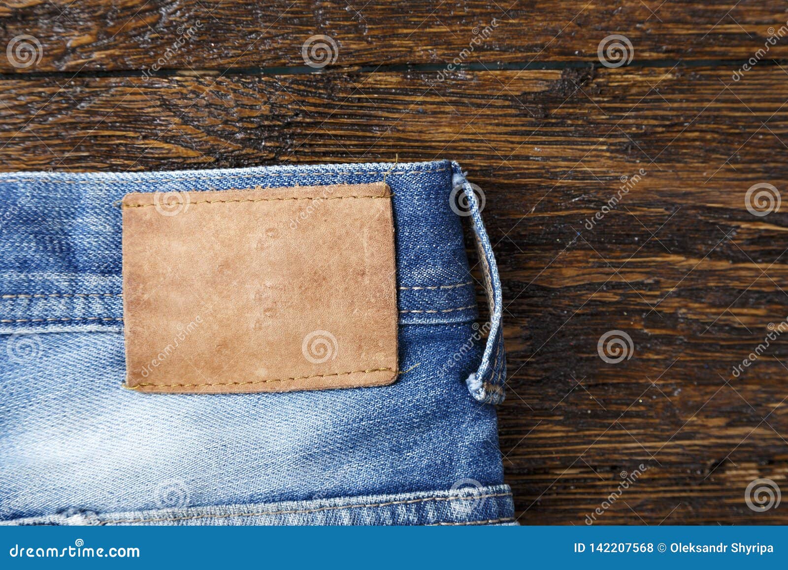 Leather label on jeans stock photo. Image of fashion - 142207568