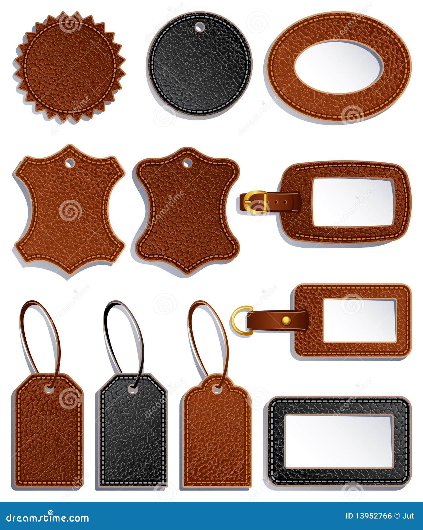 Vector Leather Tags Labels Blank Templates Stock Vector (Royalty