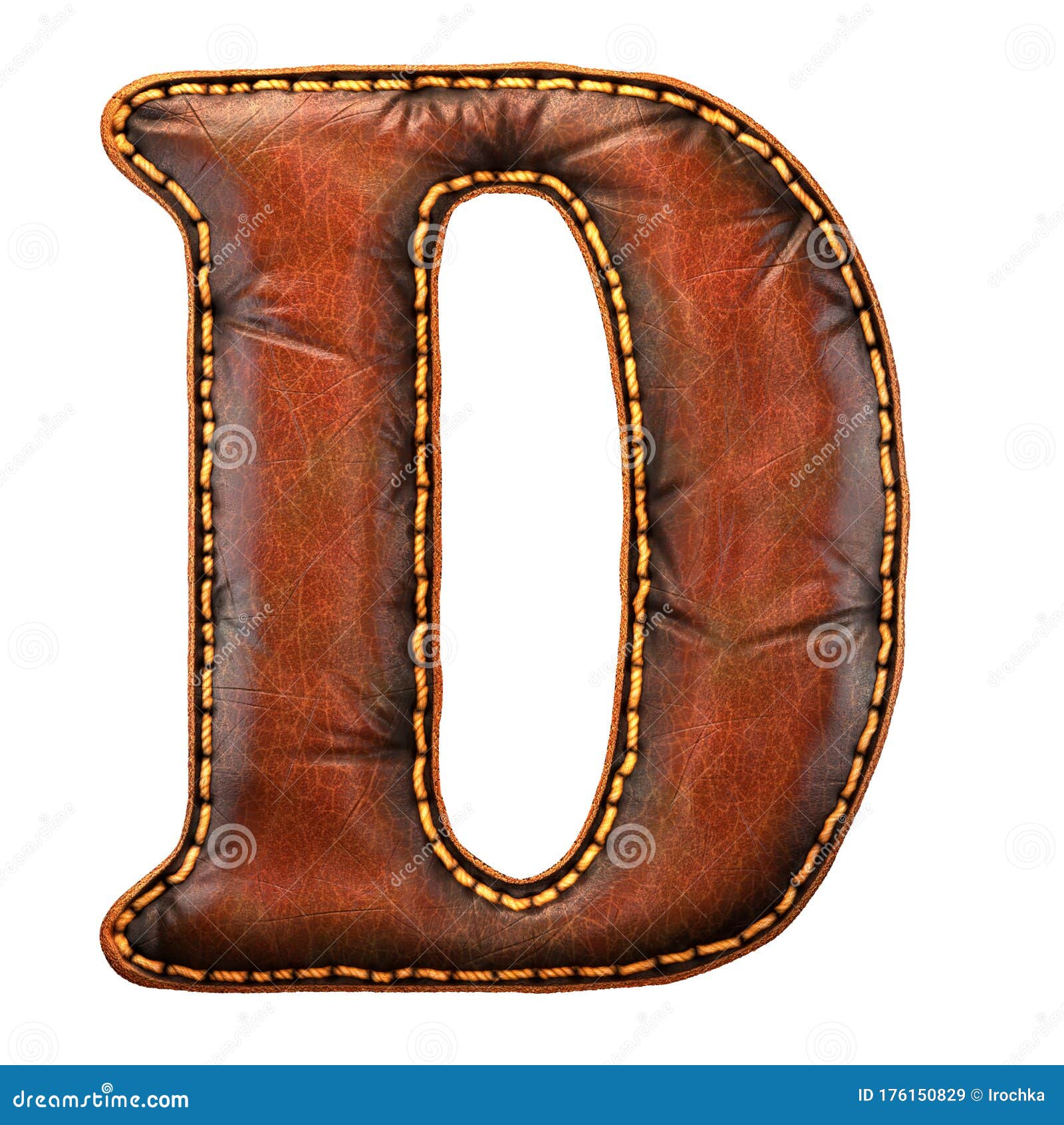 Leather Letter D Uppercase. 3D Render Font with Skin Texture Isolated ...