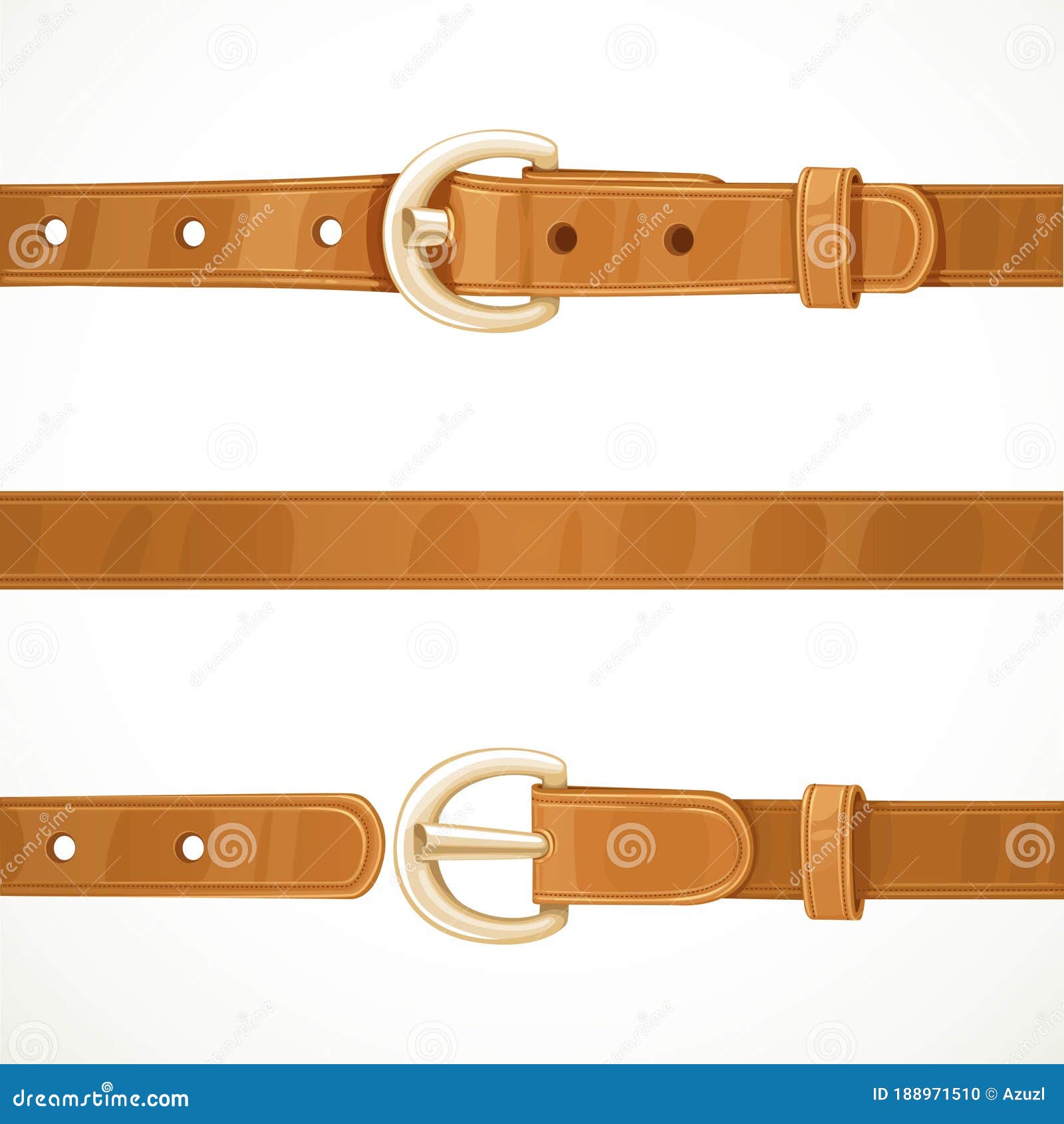 Leather Light Brown Belt Buttoned, Unbuttoned and Seamless Middle Part ...