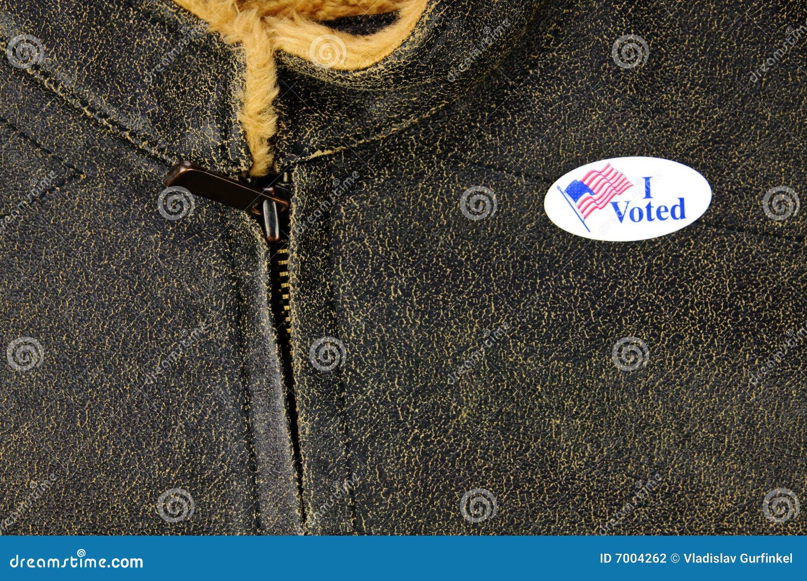 Leatherlike Jacket with I Voted Sticker Stock Photo Image of object