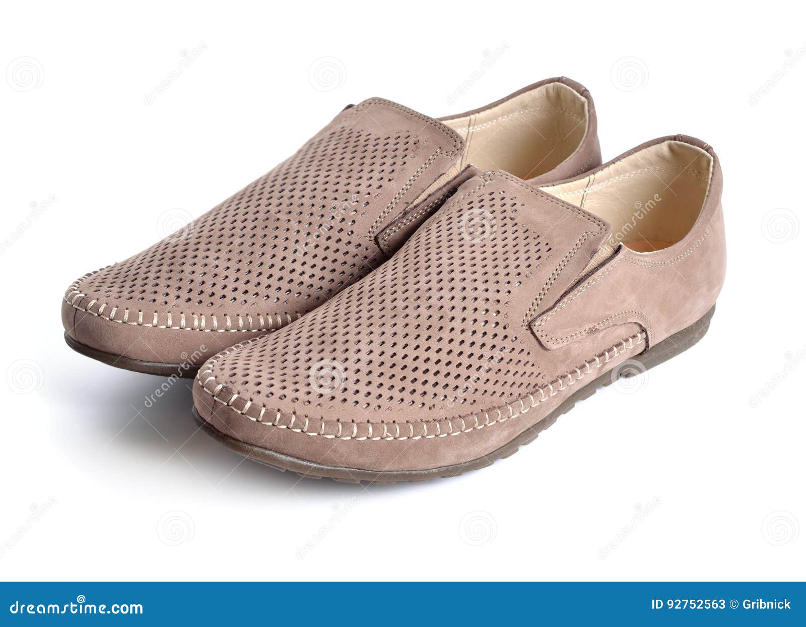 Leather Men`s Shoes with Perforation Isolated Stock Image Image of