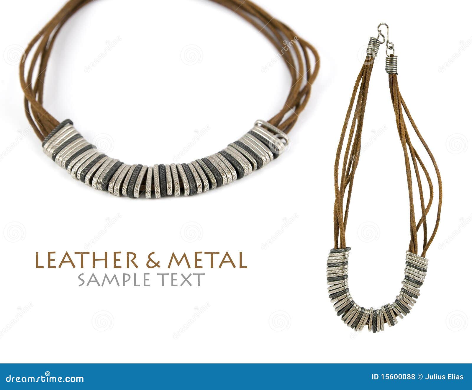 Leather & Metal Necklace Stock Photo Image of copy, 15600088