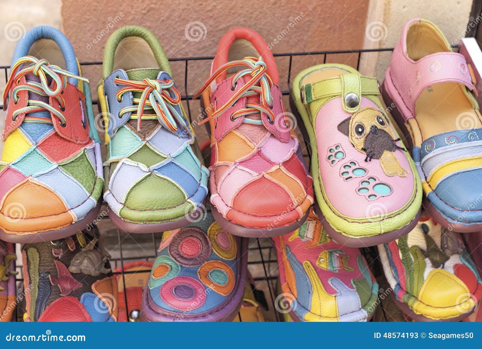 Leather Moroccan Shoes for Sale Stock Image Image of multicoloured
