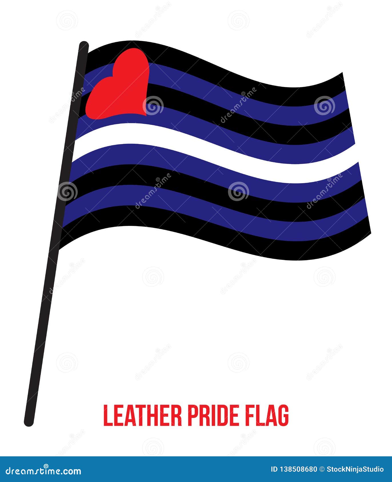 Leather Pride Flag Waving Vector Illustration Designed With Correct