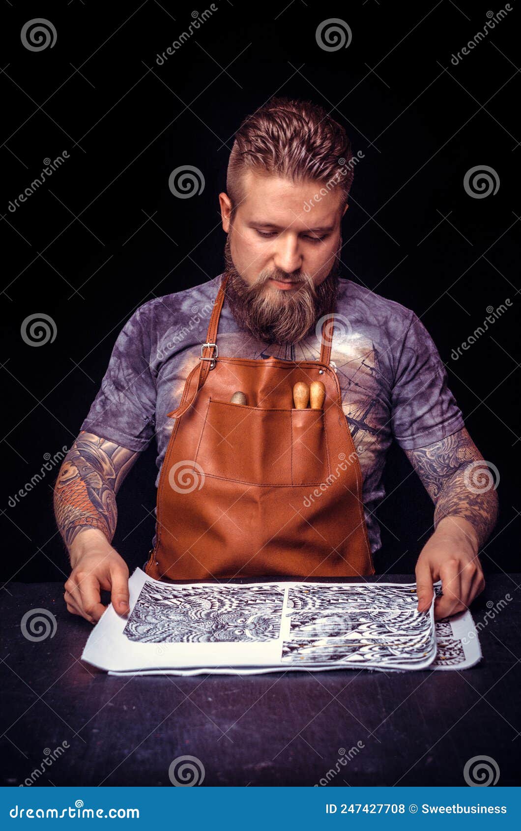 Leather Professional Performs Leather Working for a New Product in the