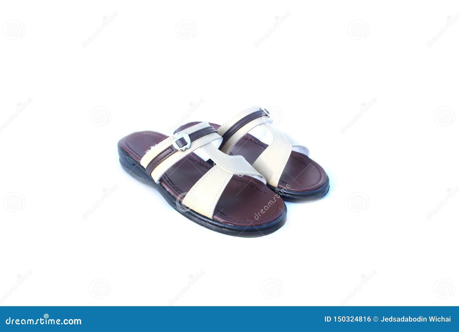 white leather sandals