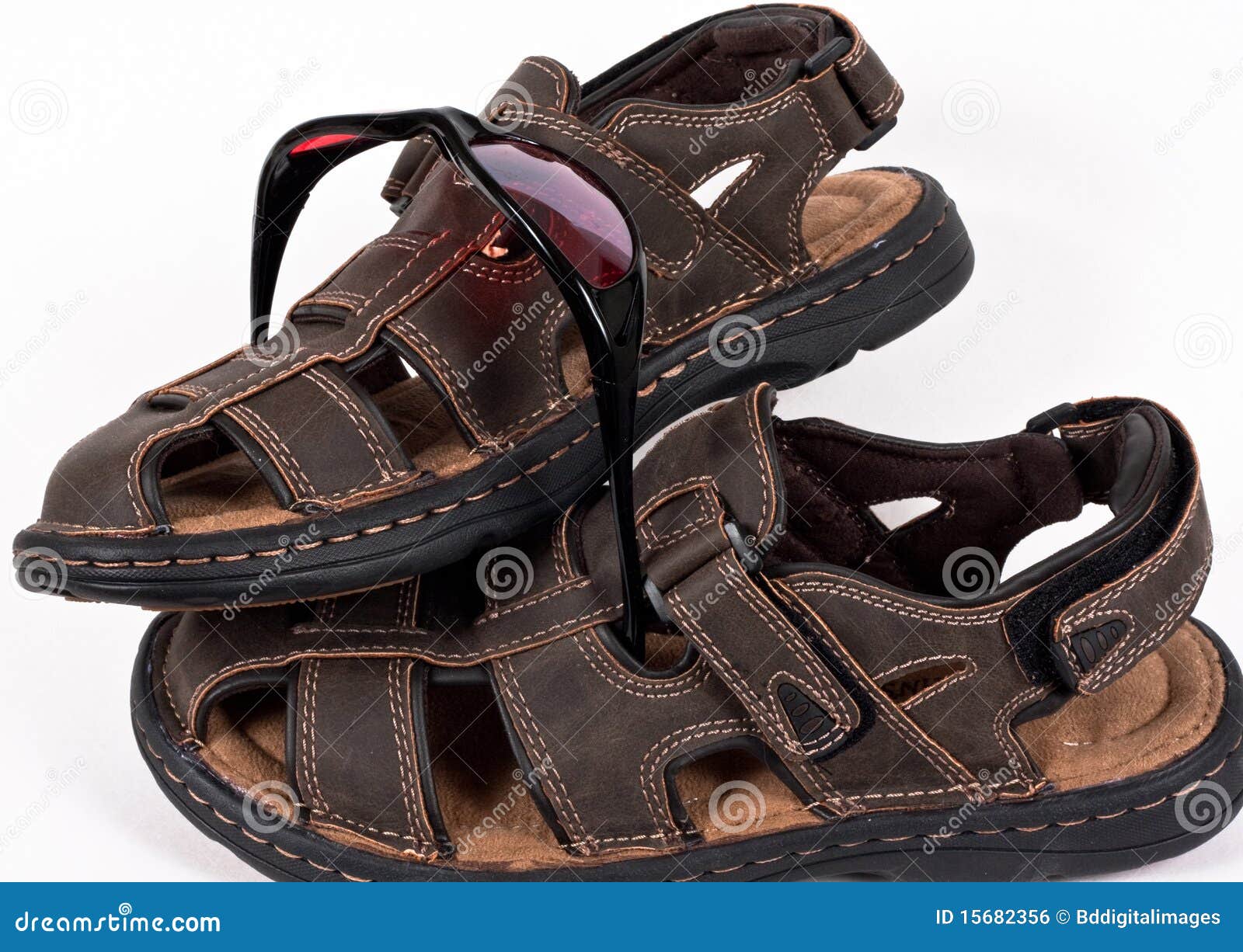 Leather Sandals with Sunglasses Stock Photo - Image of eyewear, modern ...