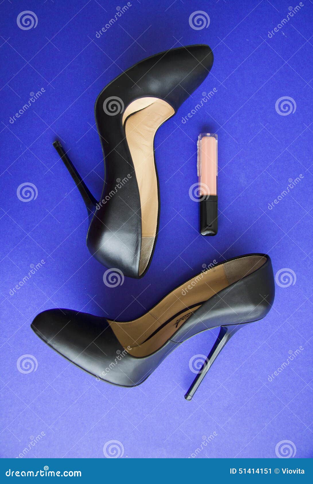 Leather shoes and lipstick stock image. Image of love 51414151
