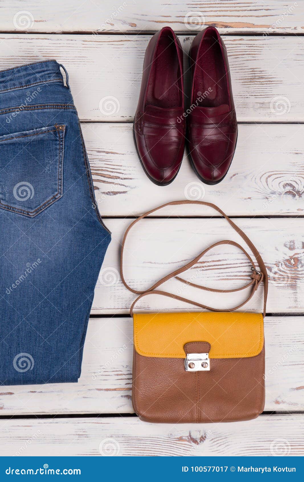 Leather Shoes and Shoulder Bag Stock Image - Image of shop, leather ...