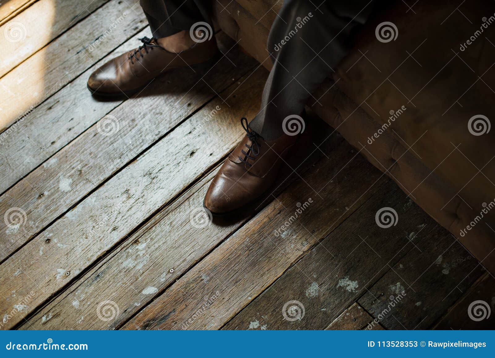 Leather Shoes on Wooden Floor Stock Image - Image of formal, lifestyle ...