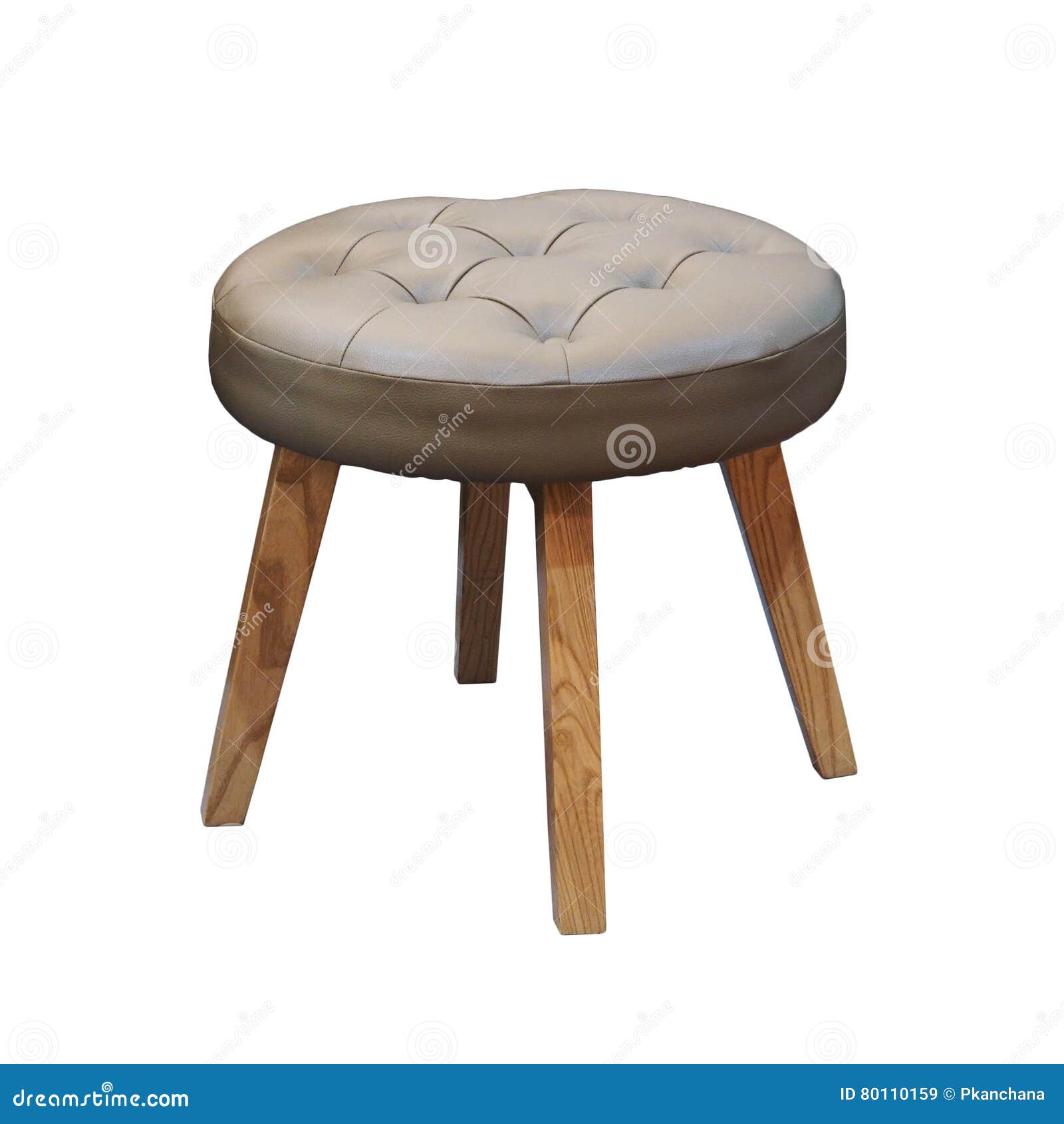 Leather Short Stool Isolated on White Background Stock Image Image of