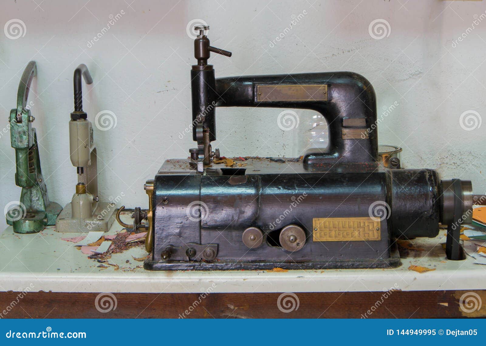 Leather skiving machine stock image. Image of grindstone 144949995