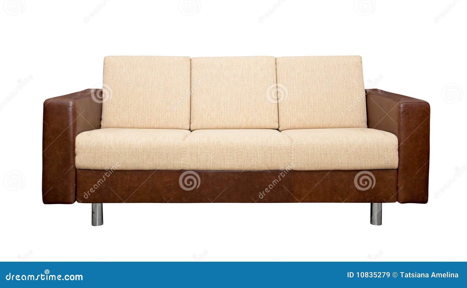 Leather Sofa With Fabric Upholstery Royalty Free Stock Images