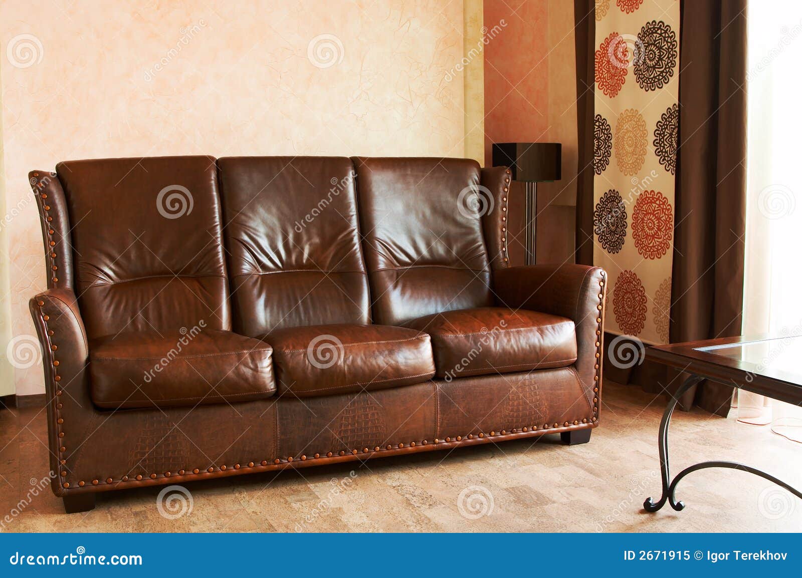 Leather sofa and table stock image. Image of beautiful 2671915