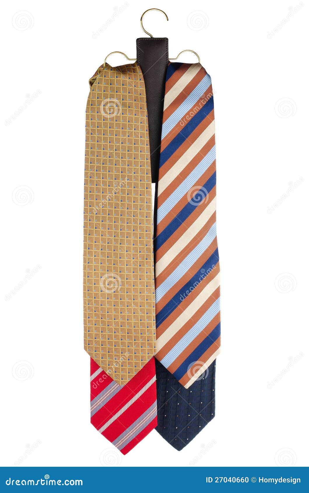 Leather Tie Hanger with Ties Stock Photo - Image of clothing, garment ...