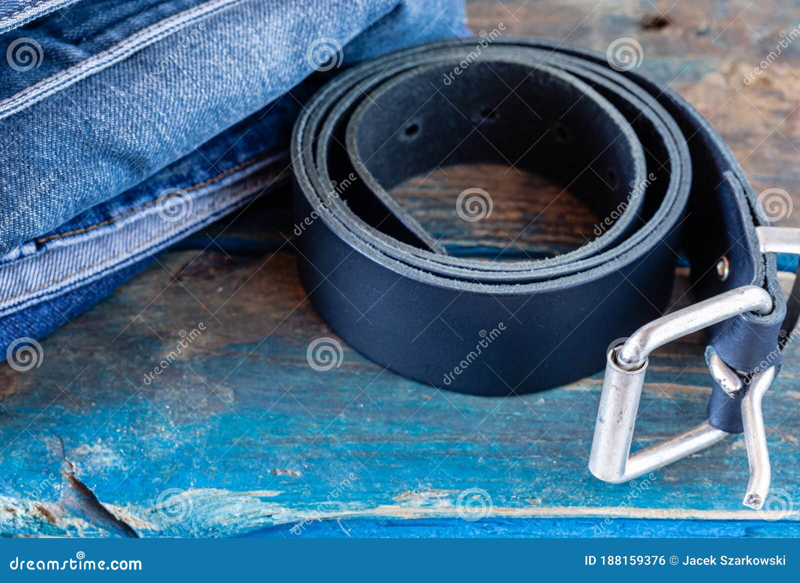 Leather Trousers Belt and Jeans. Comfortable Pants. Work Clothes. Blue ...