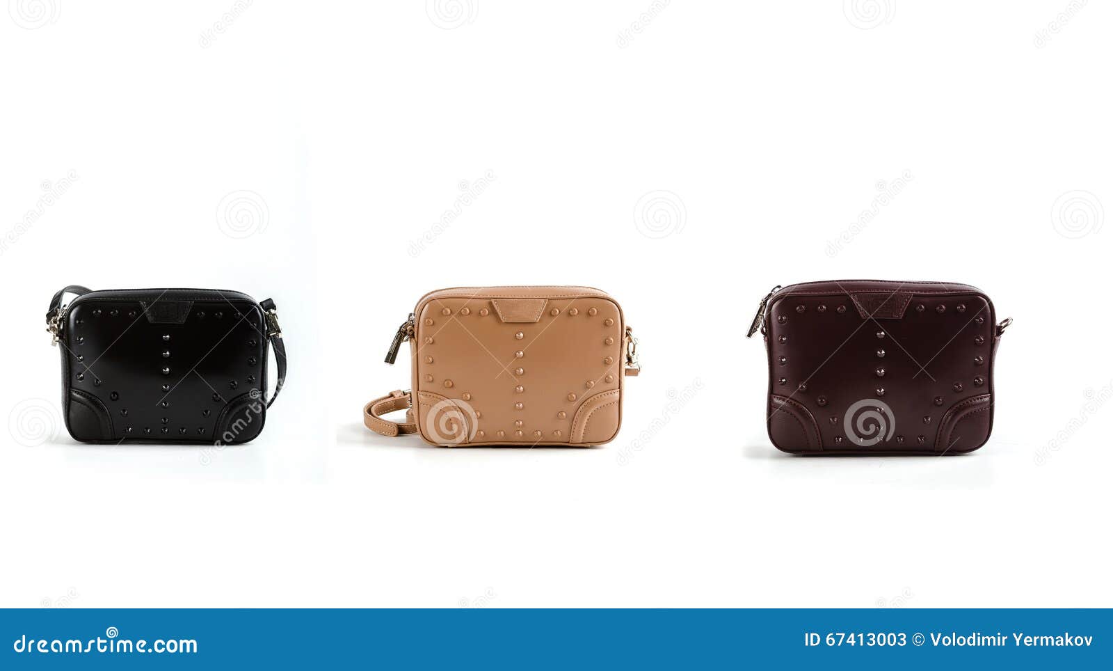 Leather Women Handbags Isolated on White Background Stock Image - Image ...