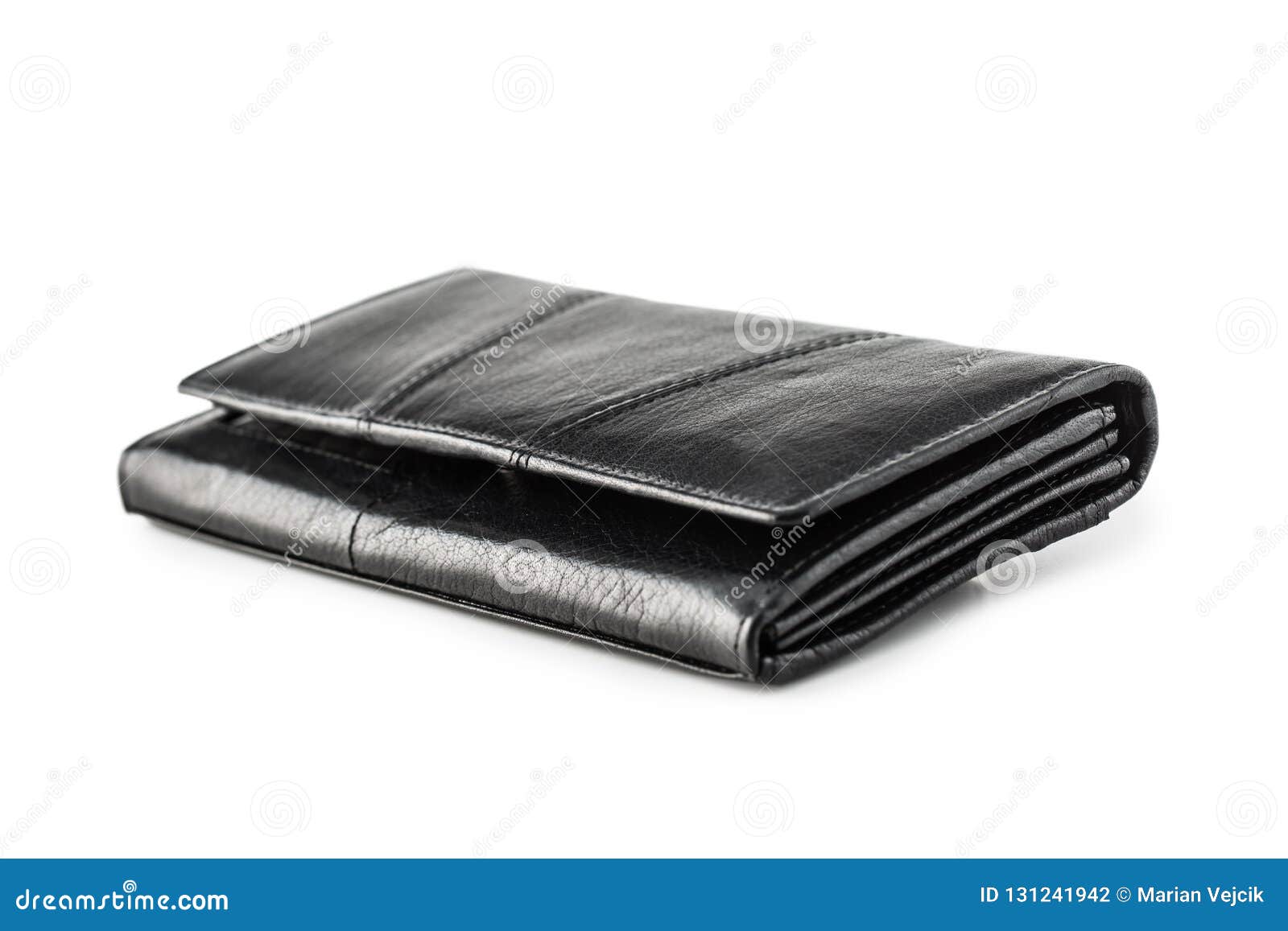 Leather Womens Black Wallet Isolated On White Background Stock Photo - Image of background ...