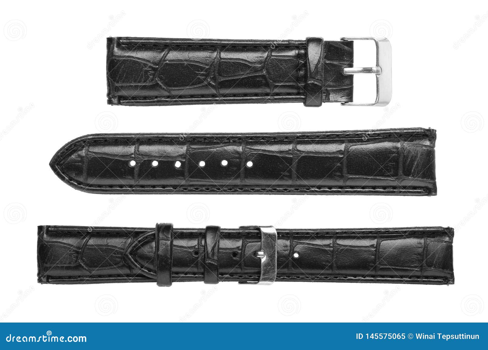 Leather wrist watch strap stock image. Image of object 145575065