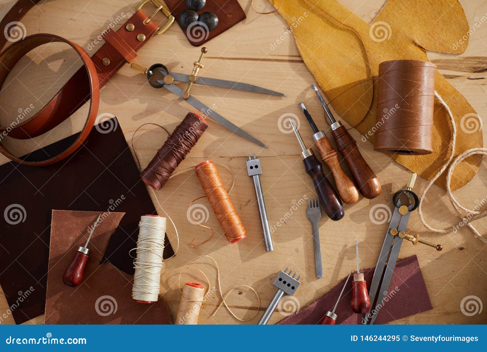 Leatherwork Table stock image. Image of hardware, shop 146244295