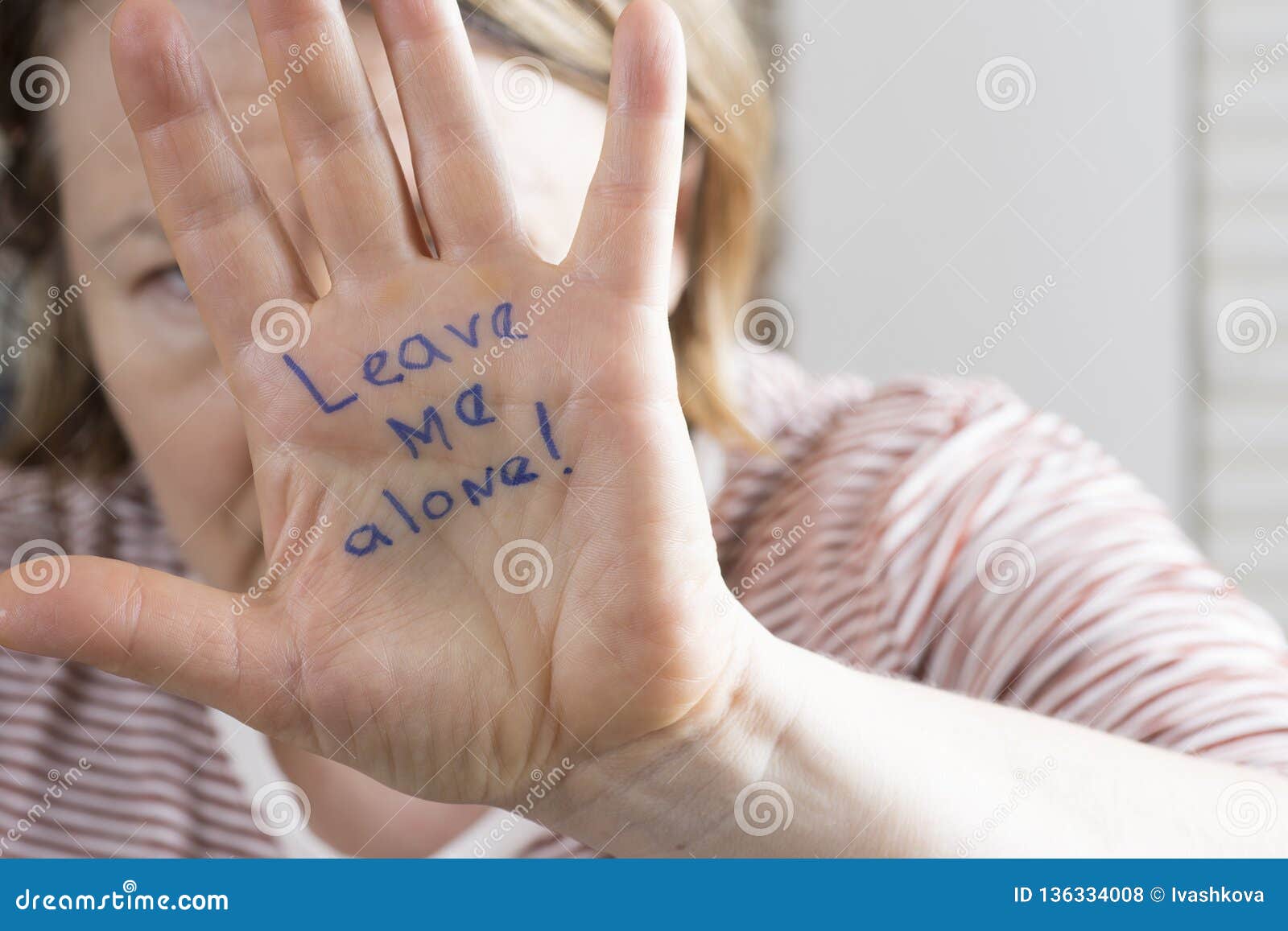 Leave me alone! stock photo. Image of exclamation, hand - 136334008