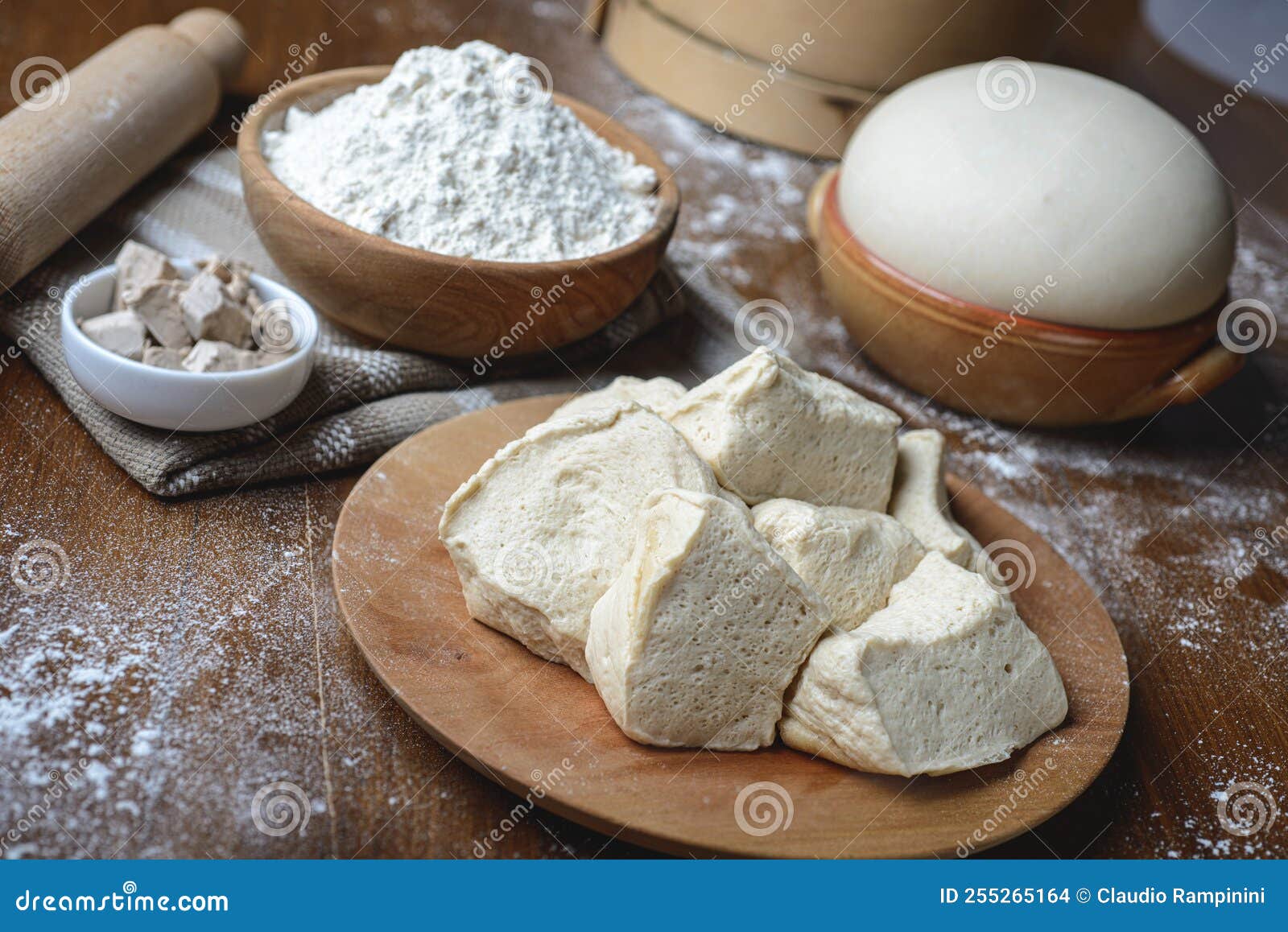 Leavened dough bread stock photo. Image of wood, ferment 255265164