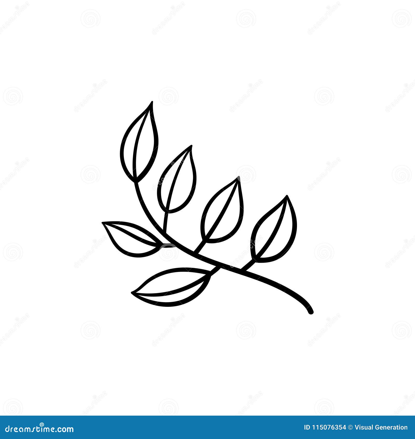 Leaves on Branch Hand Drawn Sketch Icon. Stock Vector - Illustration of ...