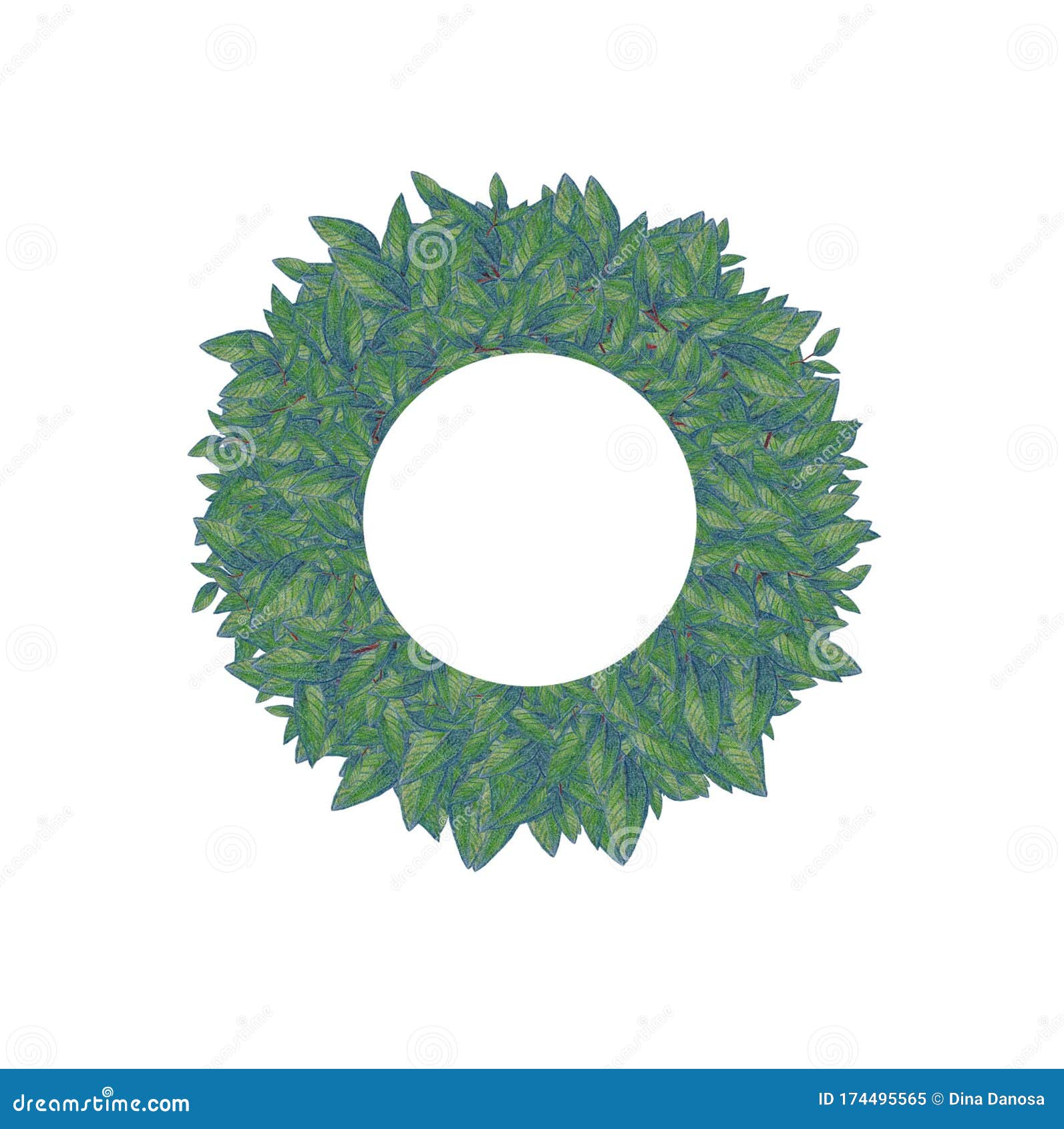 Leaves Wreath Frame. Round Herbal Frame. Stock Illustration ...