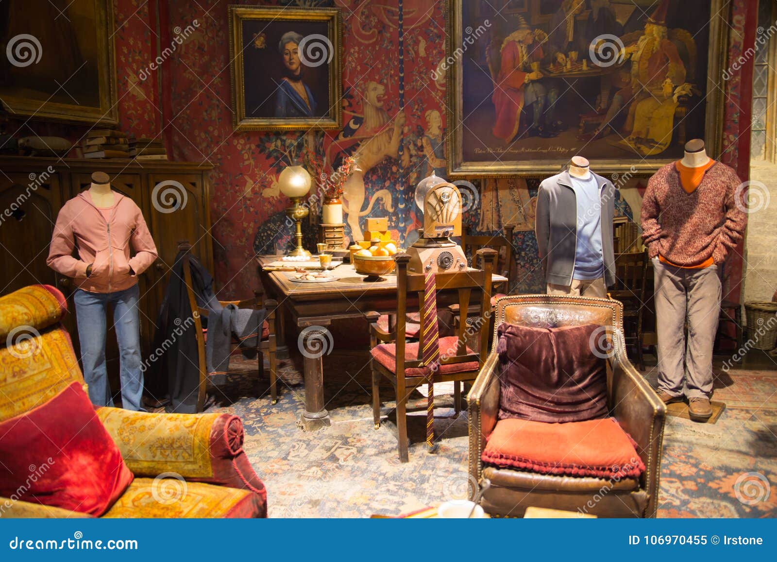 Interior of Student`s Bedroom. Harry Potter`s Bed. Decoration ...