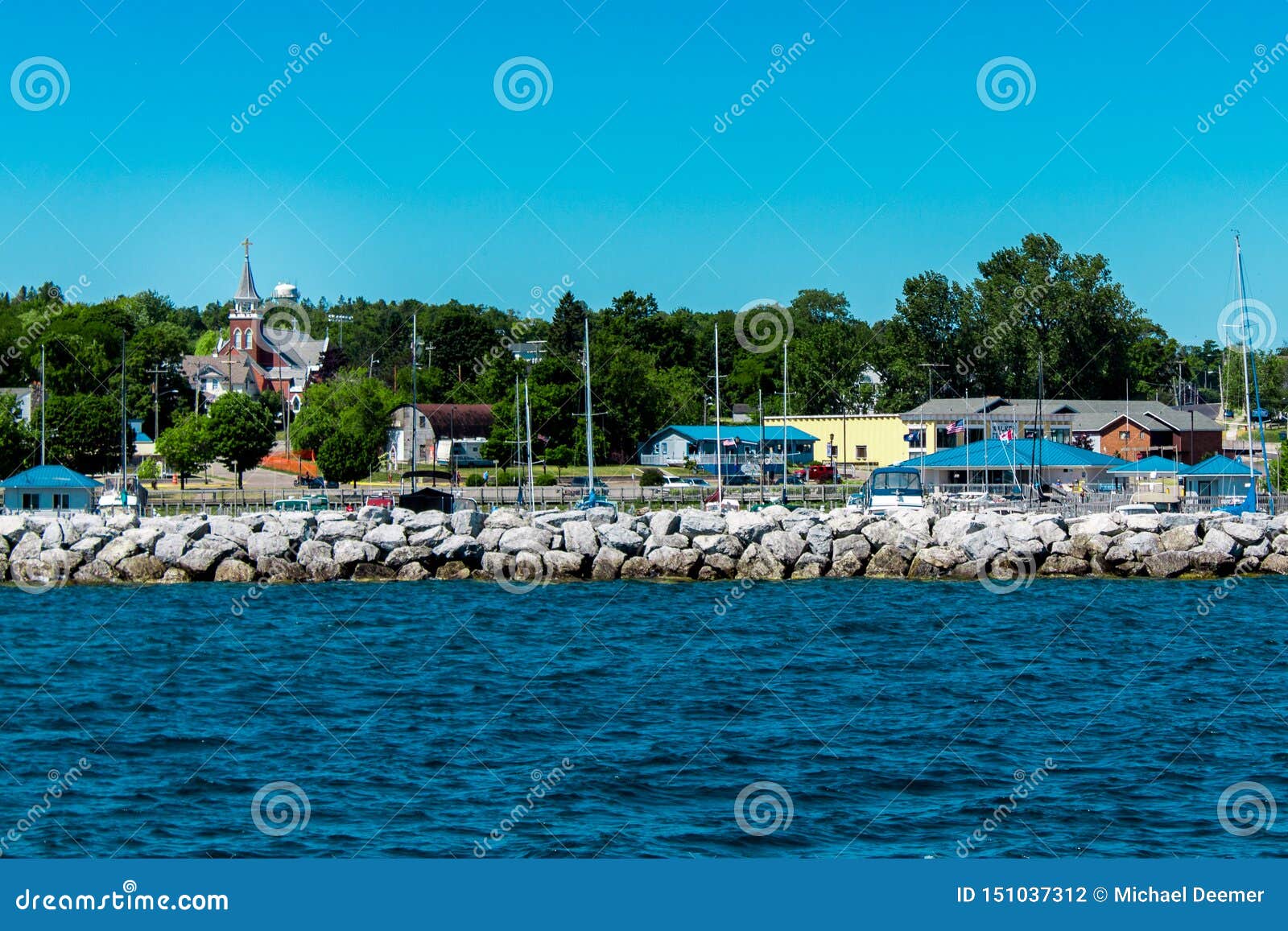 Leaving the Harbor at St Ignace Michigan Stock Photo Image of leaving