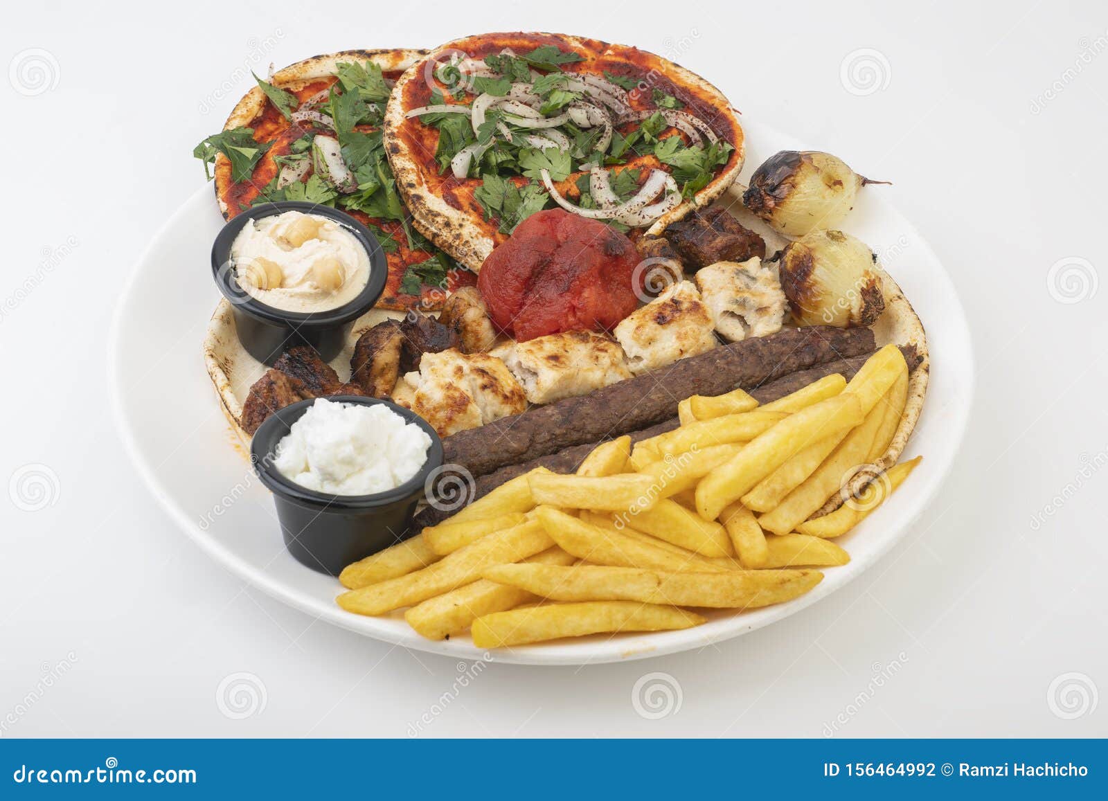 Lebanese Mixed Grill Plate Isolated on White Stock Photo Image of