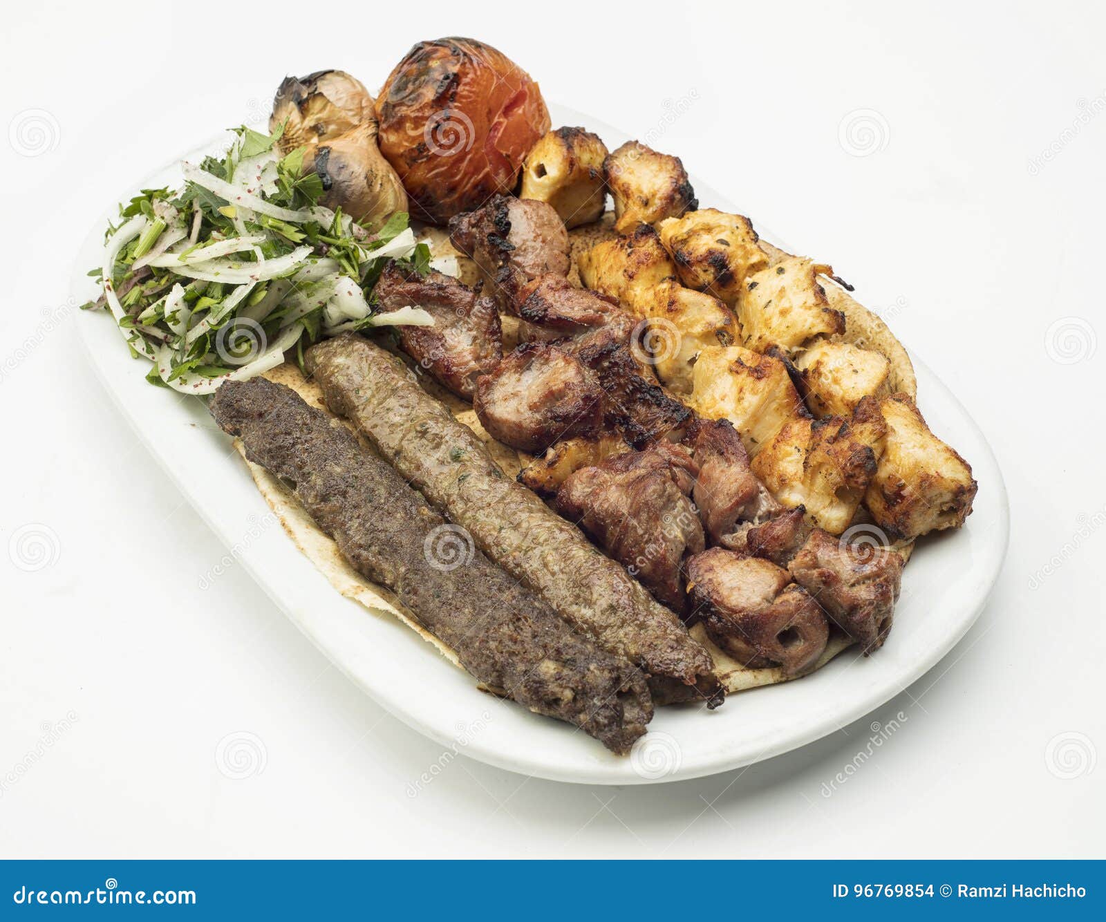 Lebanese Mixed Grill Plate Isolated on White Stock Photo Image of