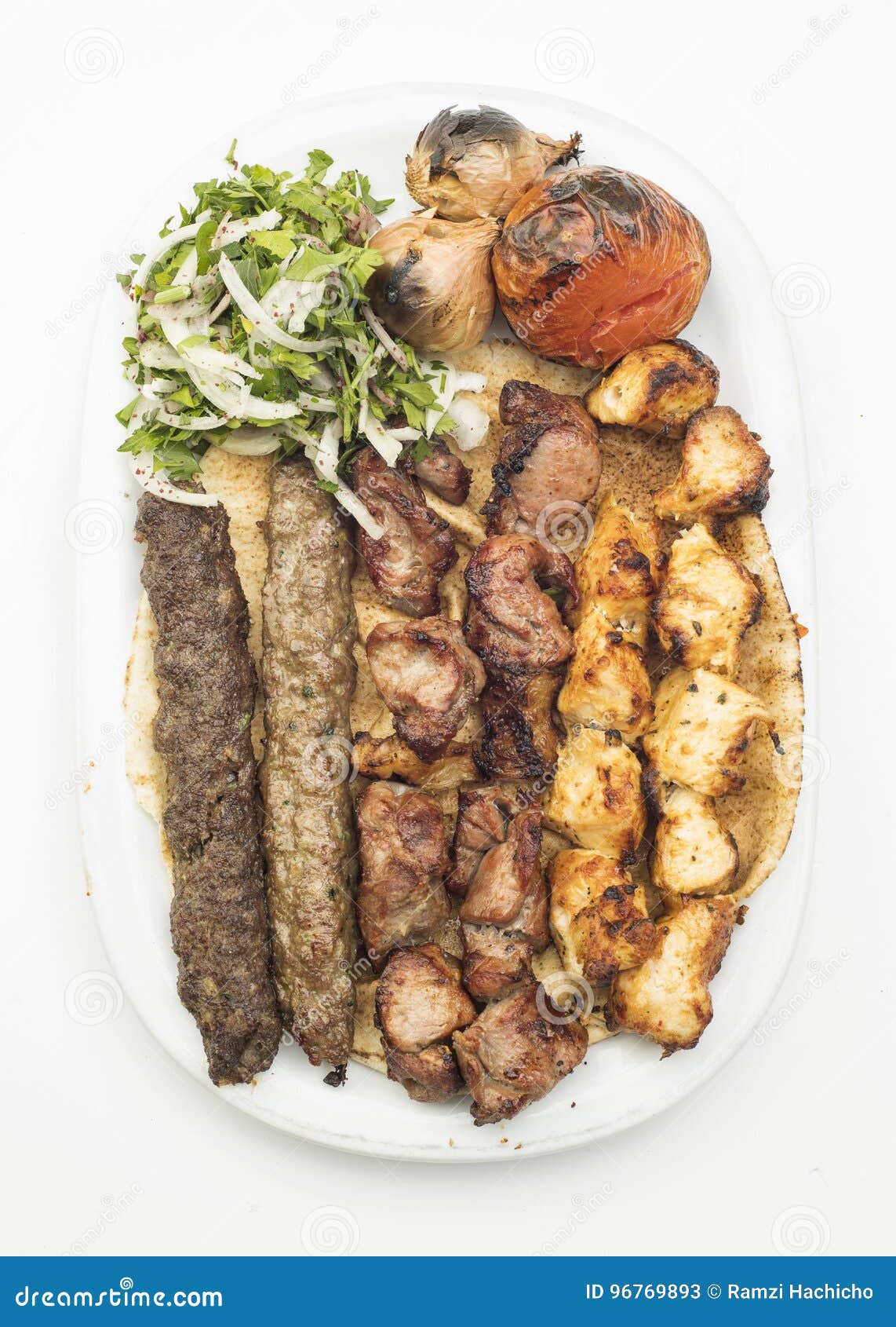 Lebanese Mixed Grill Plate Isolated On White RoyaltyFree Stock Photo
