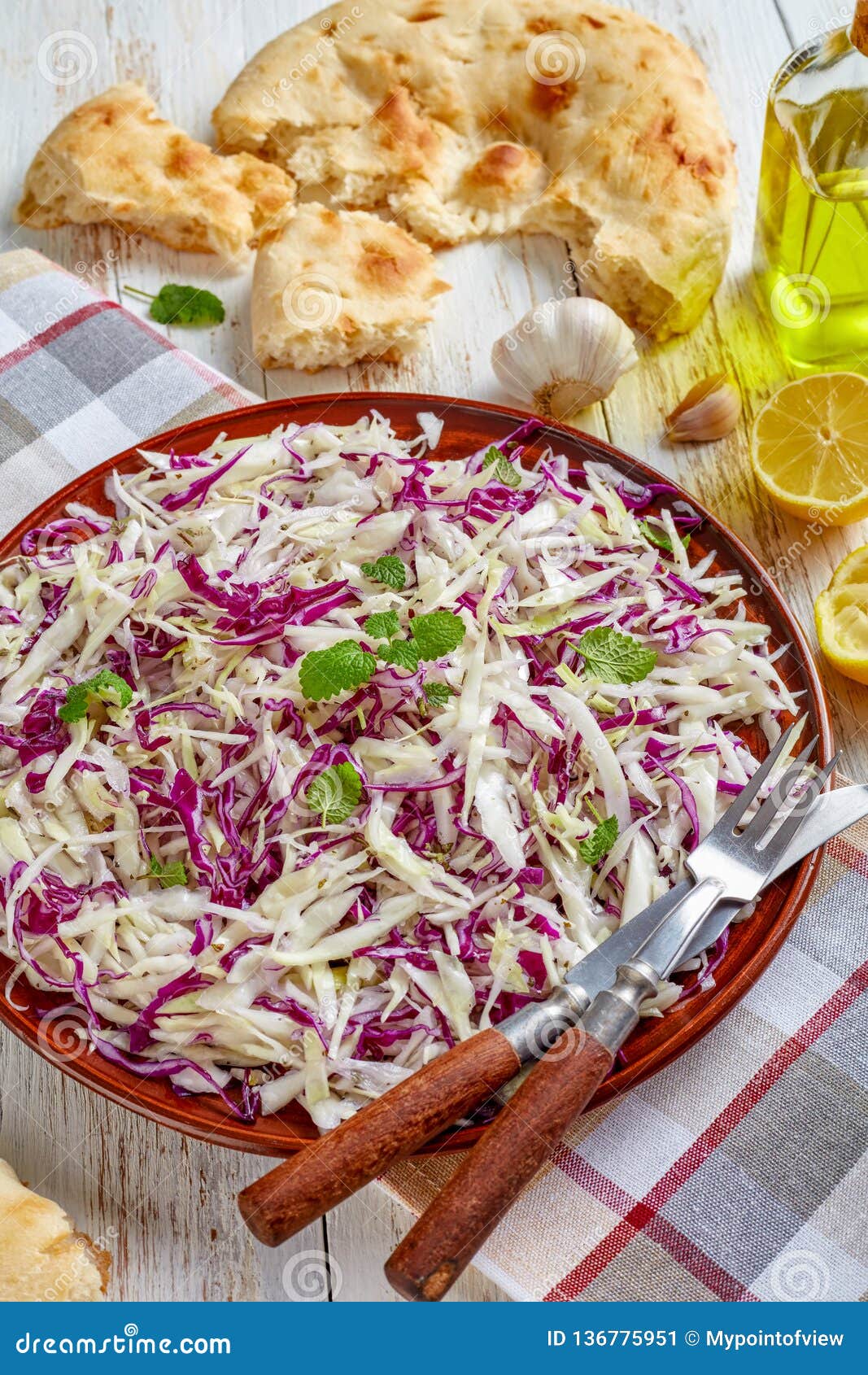 Lebanese Shredded Cabbage Salad on a Plate Stock Image - Image of ...