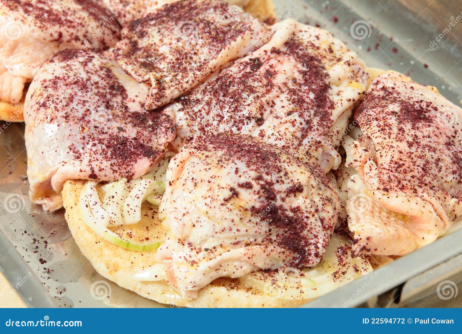 Lebanese sumac chicken raw stock photo. Image of sprinkled 22594772