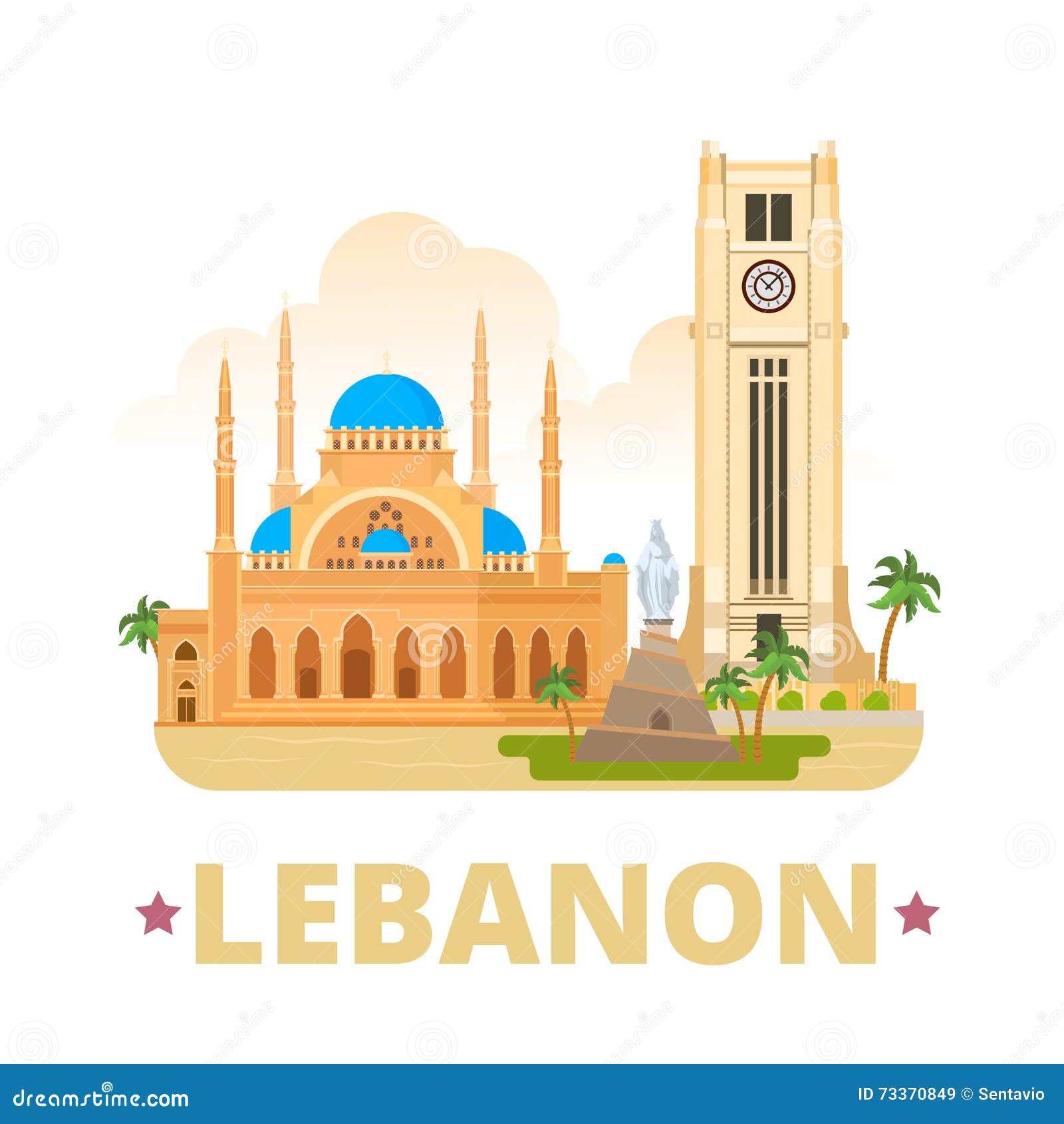 lebanon country  template flat cartoon style