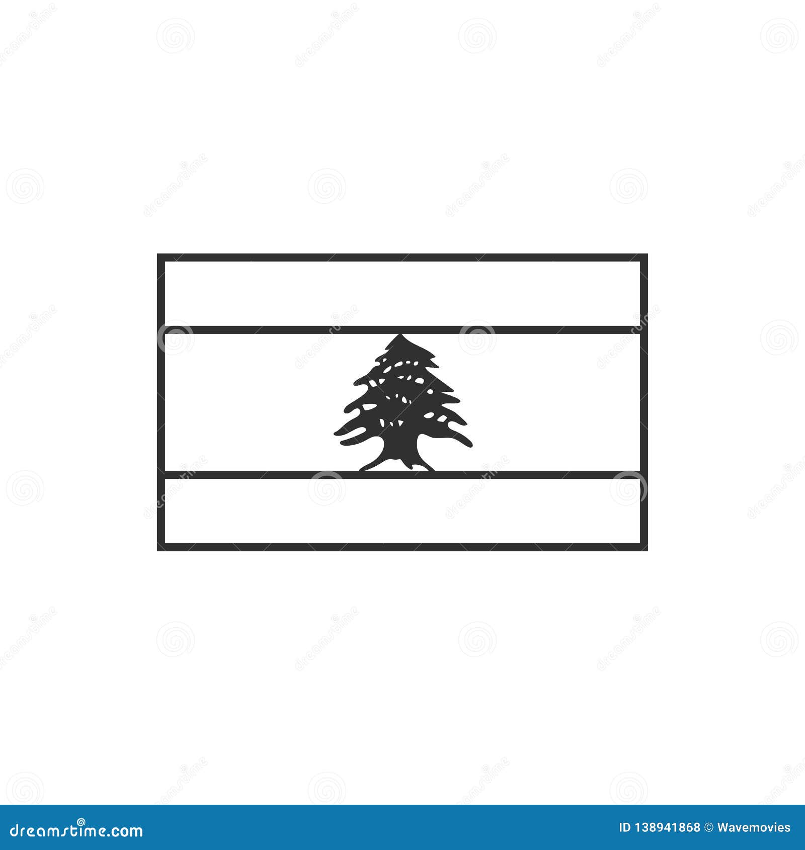 Download Lebanon Flag Icon In Black Outline Flat Design Stock Vector - Illustration of country, culture ...
