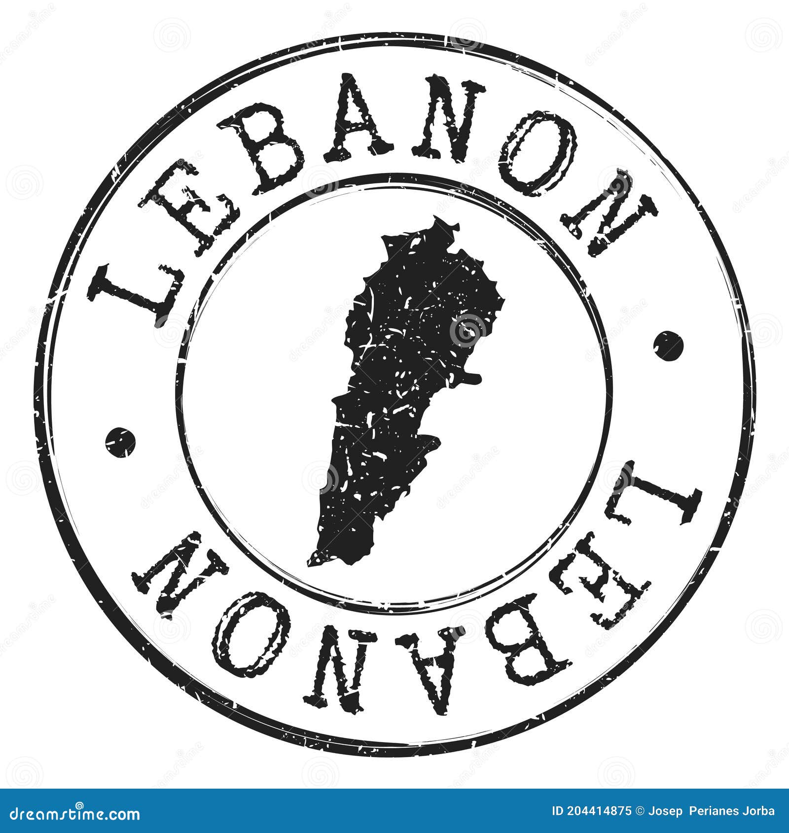 Lebanon Silhouette Map. Postal Passport Stamp Round Vector Icon Map