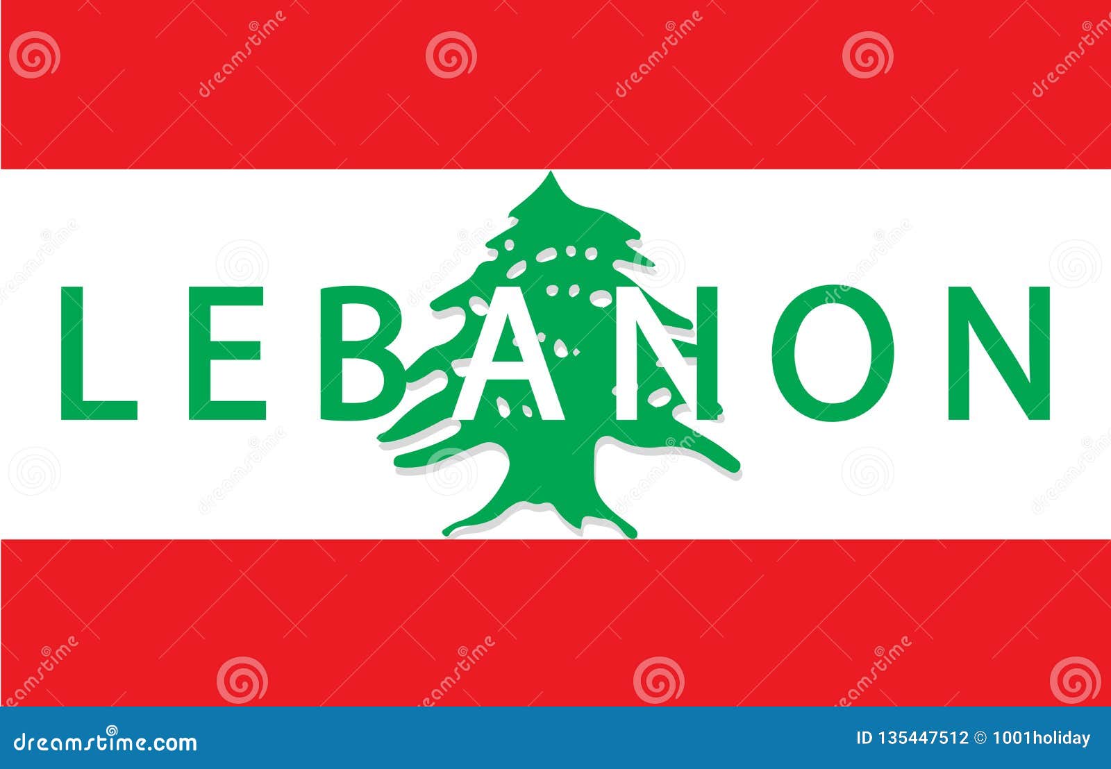 Lebanon Simple Vector Flag with Text in Front Stock Vector ...