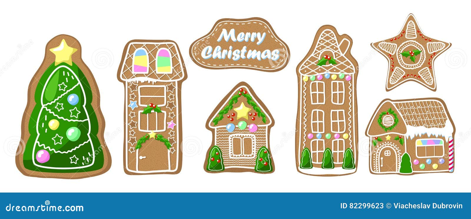 Lebkuchenhaus Clipart Satz Gemutliches Haus Tannenbaum Und Sternplatzchen Stock Abbildung Illustration Von Tannenbaum Haus