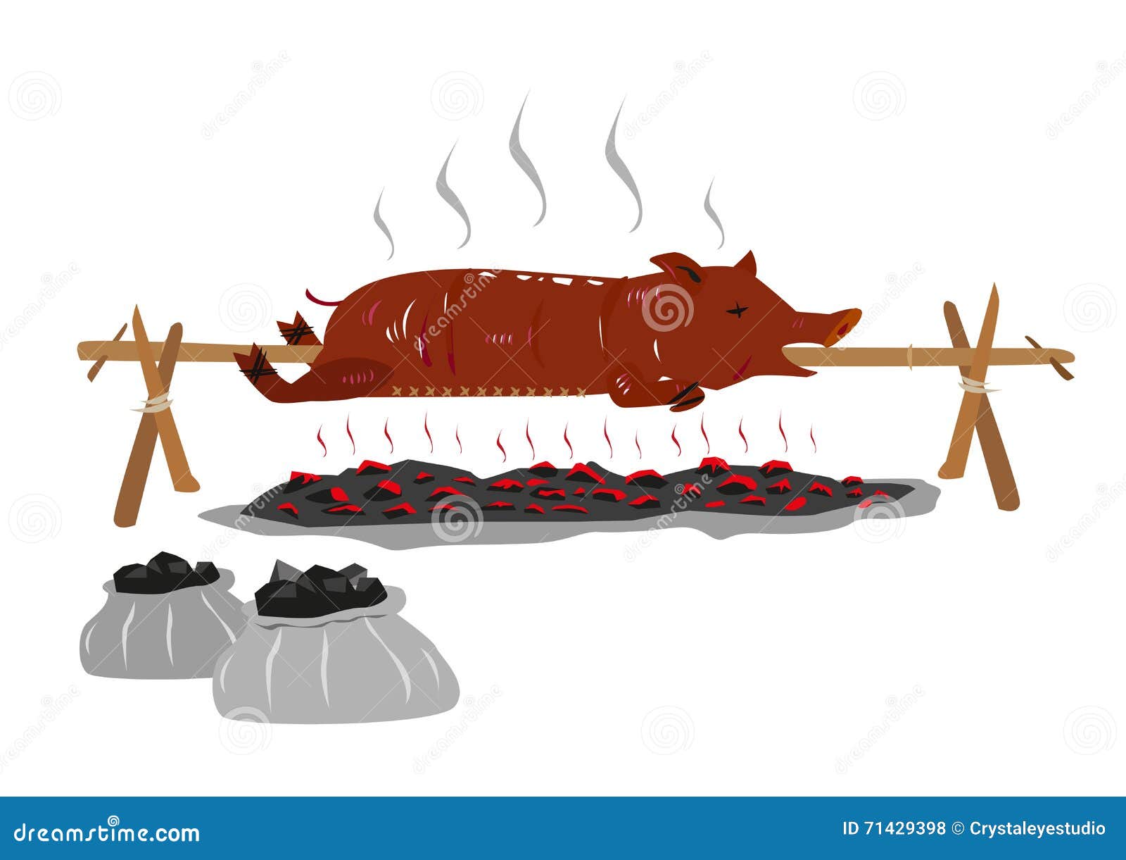 lechon or suckling pig on a rotating stick